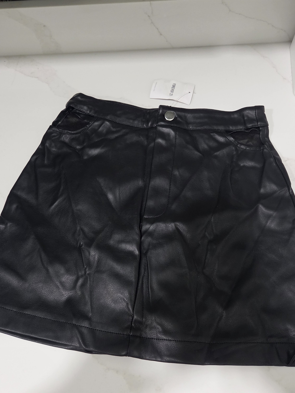 Forever 21 Black Faux Leather Mini Skirt